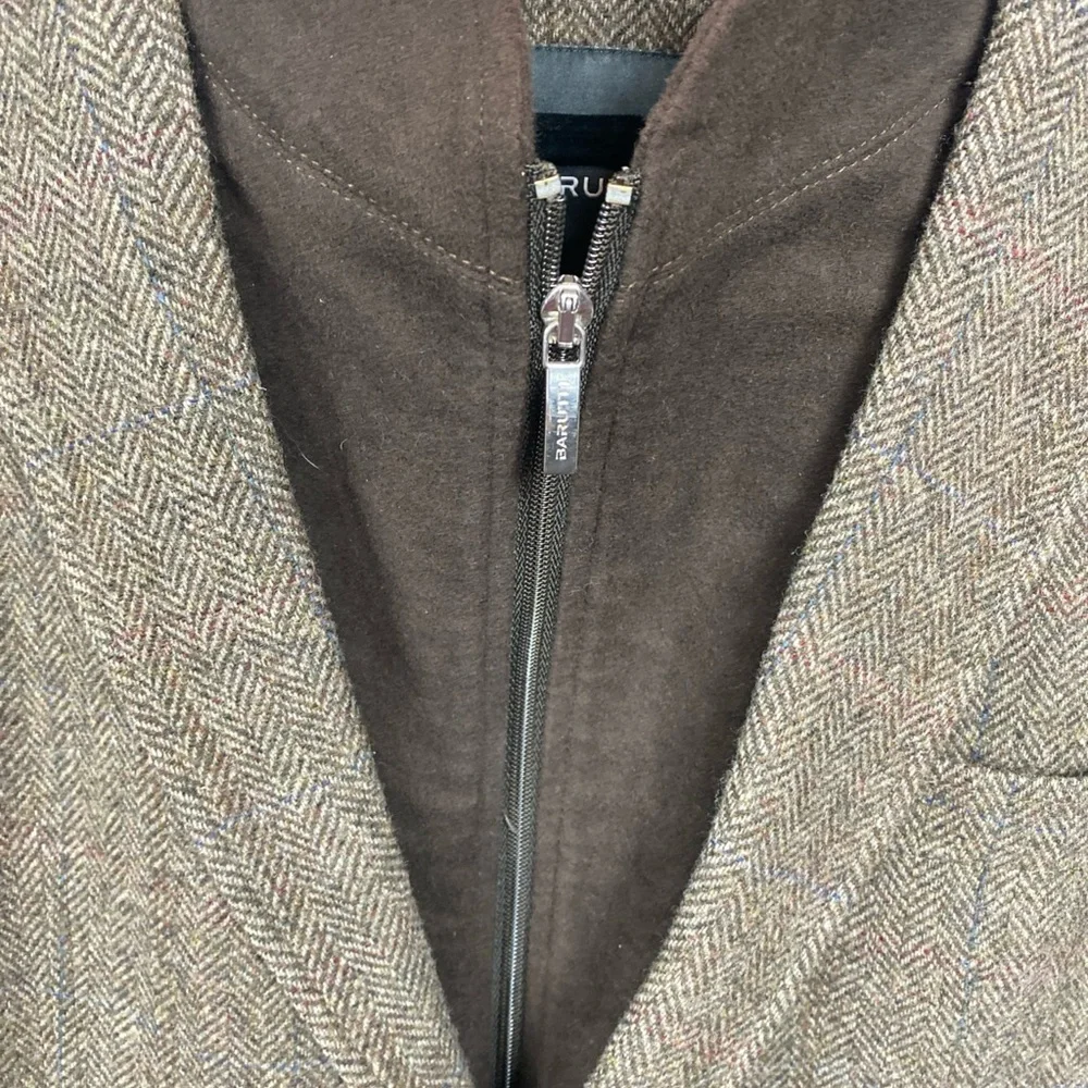 Barutti Blazer Sports Coat 100 Virgin Wool Removable Zip Lining 36S Herringbone